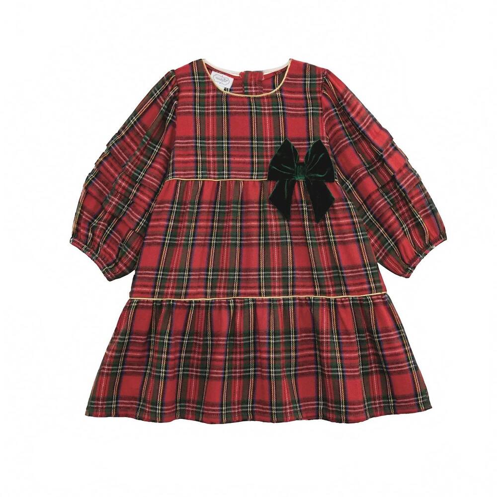 NEW MUDPIE girls tartan tier dress in red